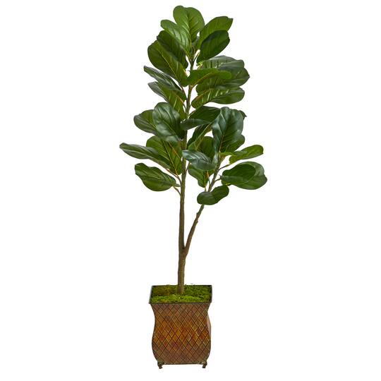 4ft. Fiddle Leaf Fig Tree in Decorative Metal Planter